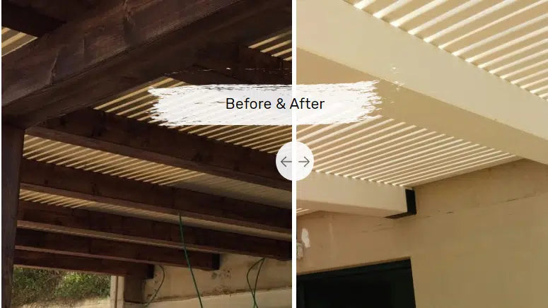 מהפך לפרגולת עץ בגוון שמנת מרענן