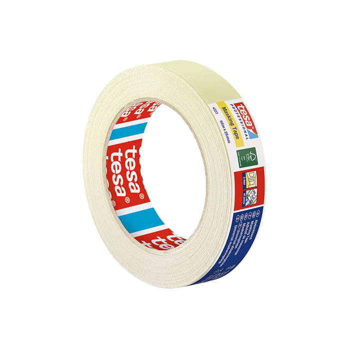 מסקינג טייפ מקצועי 4323 Tesa קרם רוחב 25 מ"מ, אורך 50 מטר