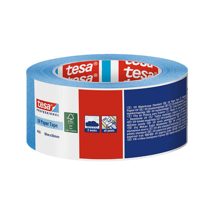 מסקינג טייפ מקצועי לצביעה בחוץ 4435 Tesa כחול רוחב 50 מ"מ, אורך 50 מטר