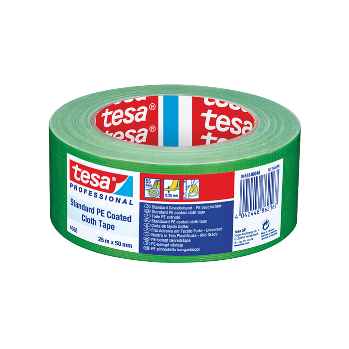 איזולירבנד חבלה איכותי בגוונים 4688 Tesa ירוק רוחב 50 מ"מ, אורך 25 מטר