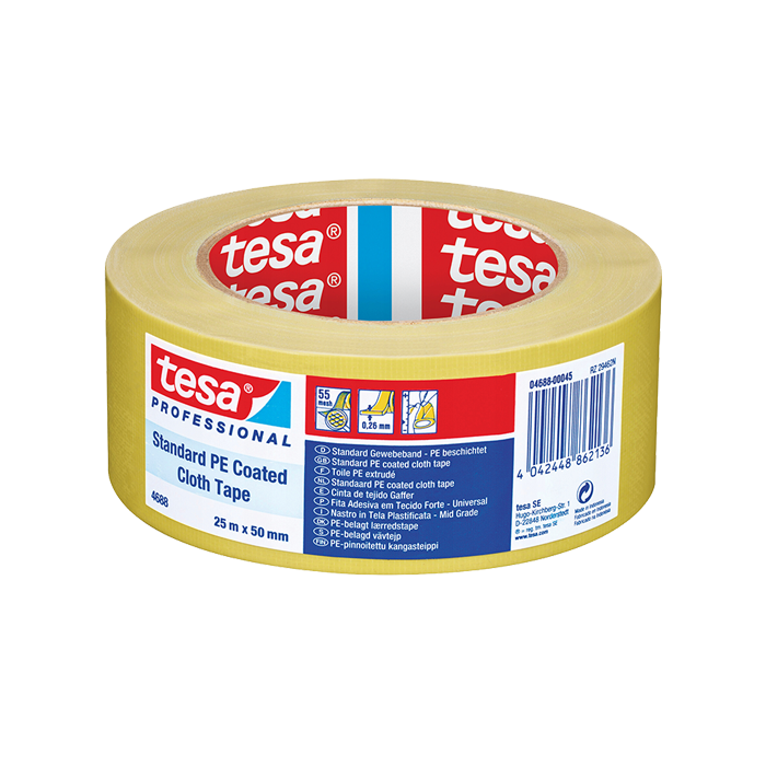 איזולירבנד חבלה איכותי בגוונים 4688 Tesa צהוב רוחב 50 מ"מ, אורך 25 מטר