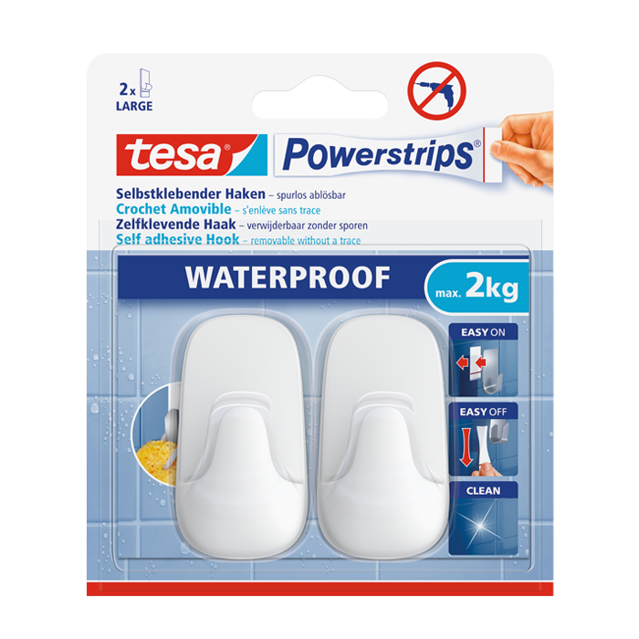 Tesa 59781 זוג ווים לבנים עמידים למים לבן 1 יחידה