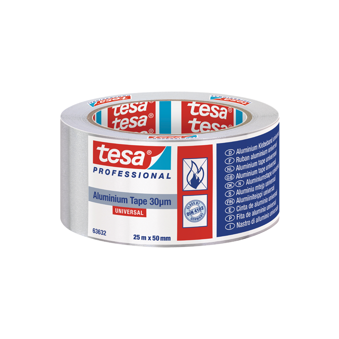 סרט דביק אלומיניום לתעלות מיזוג 63632 Tesa אפור רוחב 50 מ"מ, אורך 25 מטר