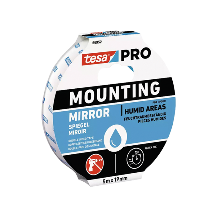 סרט דו צדדי למראות Tesa PRO 66952 לבן רוחב 19 מ"מ, אורך 5 מטר