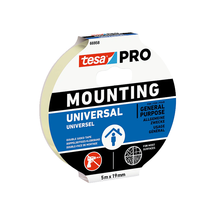 סרט דו צדדי חזק לשימוש פנימי Tesa 66958 לבן רוחב 19 מ"מ אורך 5 מטר