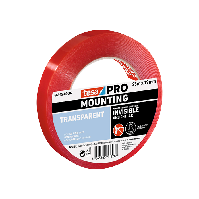סרט דו צדדי שקוף 66965 Tesa PRO שקוף רוחב 19 מ"מ, אורך 5 מטר