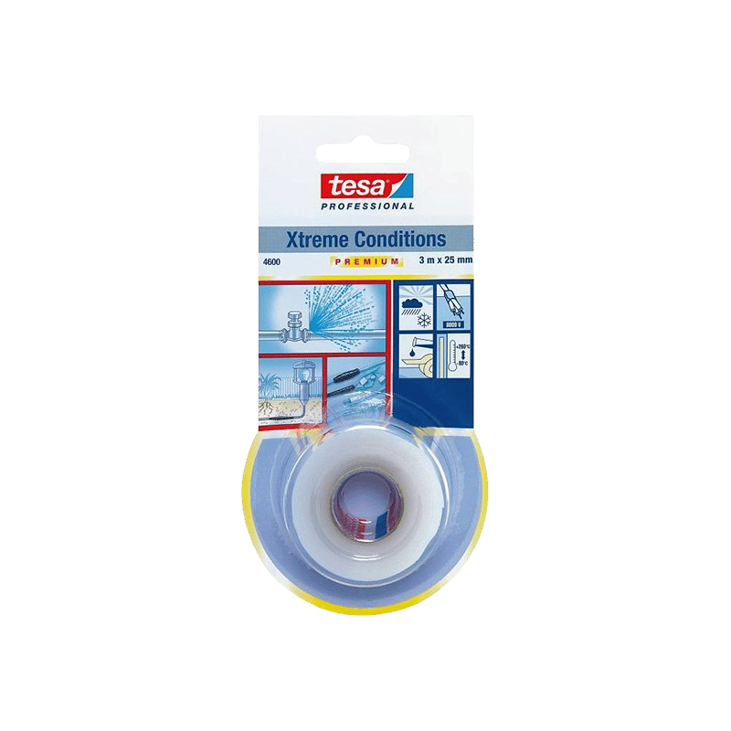 סרט סיליקון מתאחה אקסטרים 4600 Tesa שקוף רוחב 25 מ"מ, אורך 3 מטר