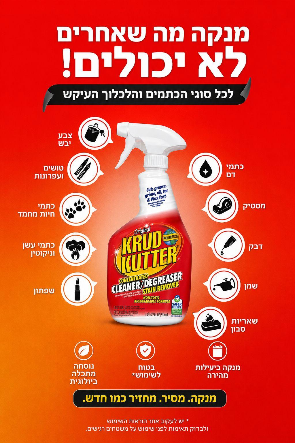 Krud Kutter אוריגינל מסיר כתמים ושומנים עוצמתי