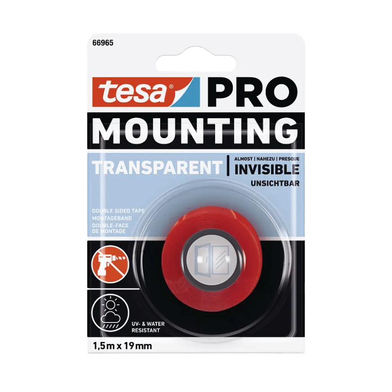 סרט דו צדדי שקוף 66965 Tesa PRO שקוף רוחב 19 מ"מ, אורך 1.5 מטר