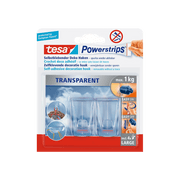 מתלים שקופים לתלייה עד 1 ק"ג Tesa שקוף 3 מתלים, 4 סרטי הדבקה