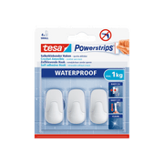 מתלים קטנים עמידים במים לקרמיקה וזכוכית Tesa לבן 4 ווי תלייה, 4 סרטי הדבקה, 4 מטליות פריימר לניקוי