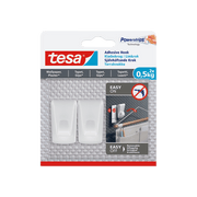 מתלה להדבקה על גבס וטפט נייר Tesa לבן 2 ווי תלייה, 3 סרטי הדבקה